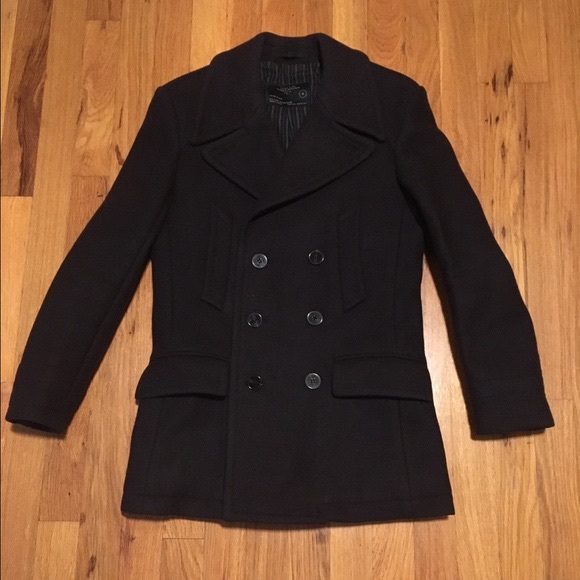ALLSAINTS Cohen Men’s Mid Length Wool Pea Coat - Picture 2 of 4